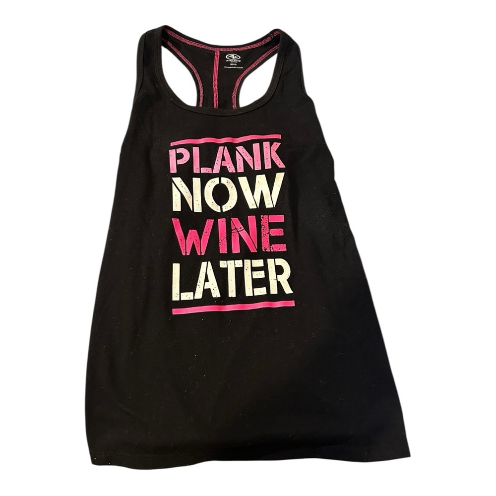 Athletic Works Black Tank Top with Pink Stitching